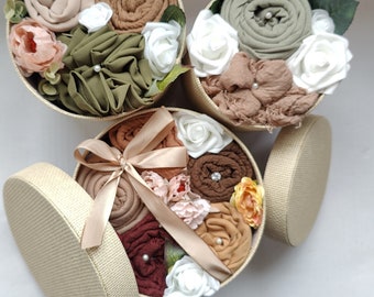 Perfumed Hijab Gift Box, Flower Arrangement, Personalized Scarf Bouquet, Eid Gift