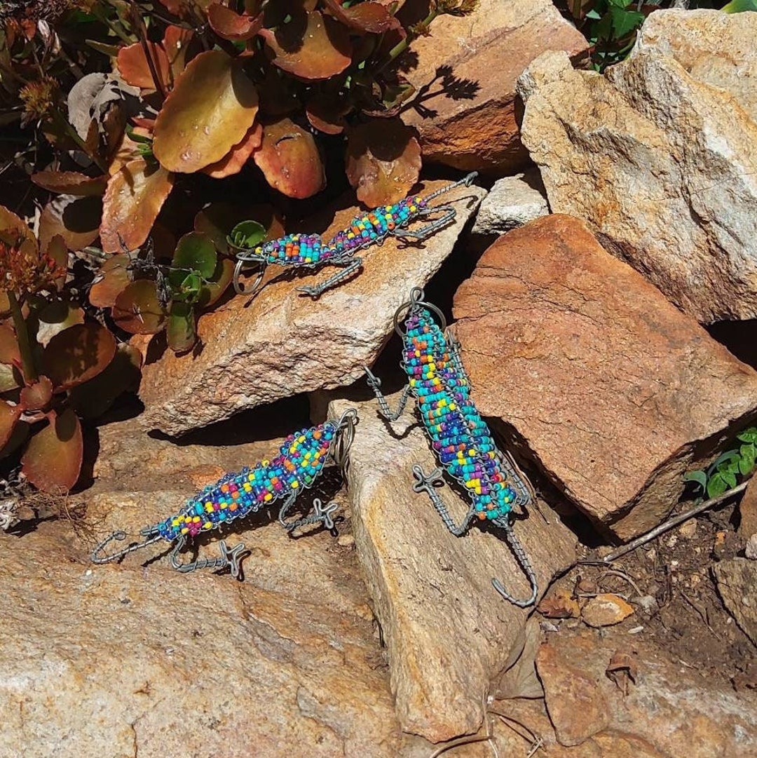 BONSNY Enamel Metal Gecko Lizard Key Chains For Women Car Purse Bag Rings Charms Gift (Blue
