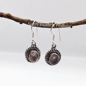 Rose Quartz Gemstone Earring, 925 Silver Earring, Natural Rose Quartz Earring, Rose Quartz Designer Earring, Gift for Her,  Jewelry Sale