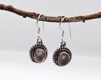 Rose Quartz Gemstone Earring, 925 Silver Earring, Natural Rose Quartz Earring, Rose Quartz Designer Earring, Gift for Her,  Jewelry Sale