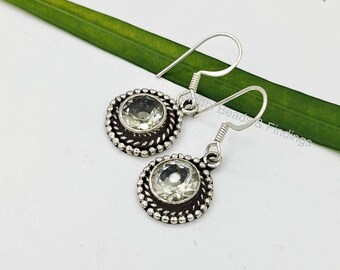 Green Amethyst Gemstone Earring, Green Amethyst 925 Silver Earring, Amethyst Earring, Handmade Earring, Women's Earrings