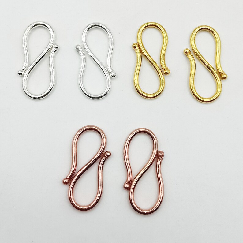 Copper S Hooks Necklace Connector Simple S Hooks 5 pc S Look S Clasp Large S Lock Wholesale Jewelry Components size approx 40mm
