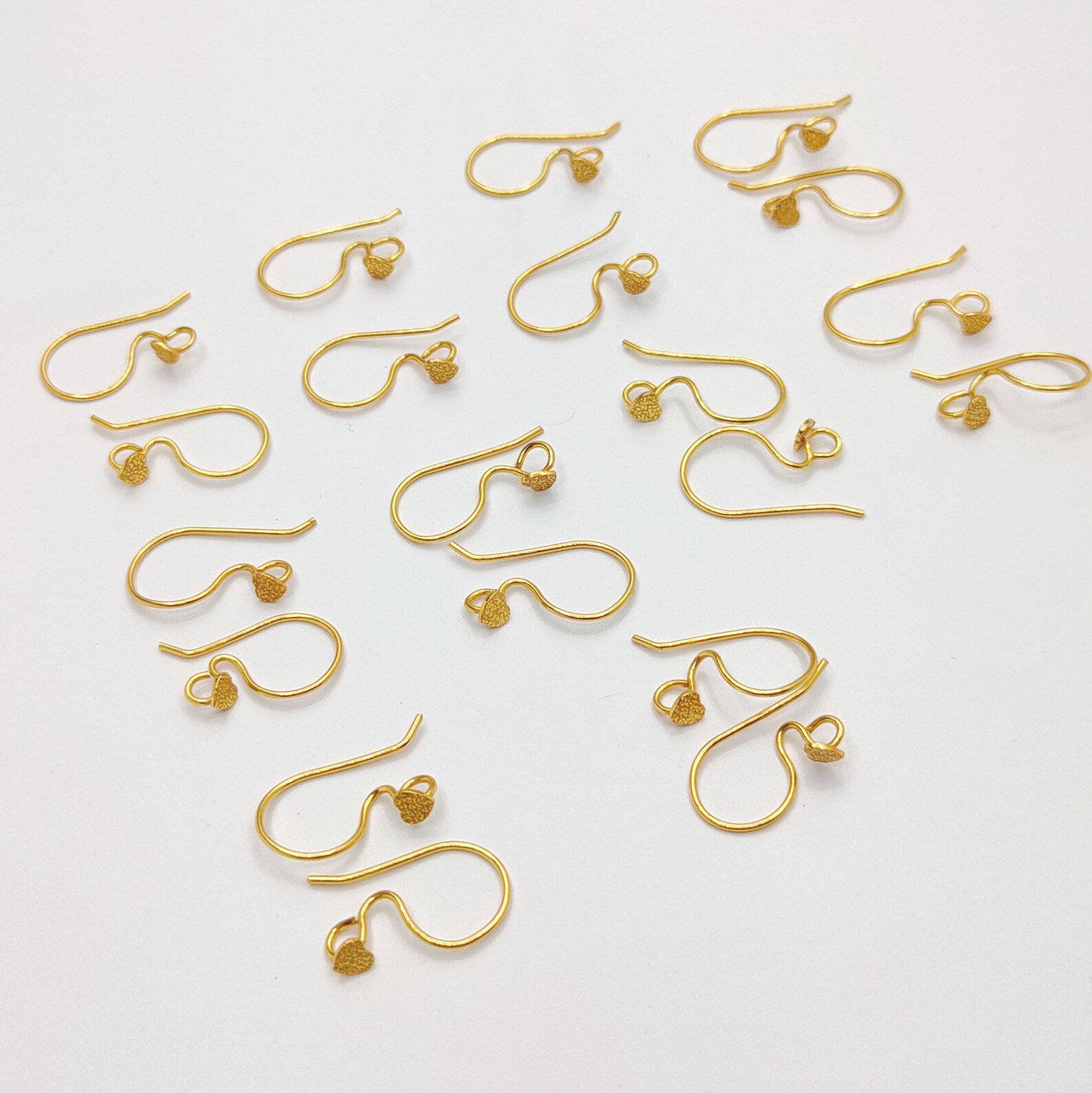 30 Pc Copper Ear Hooks, Gold Plated Ear Hooks, Heart Shaped Ear Wire ...