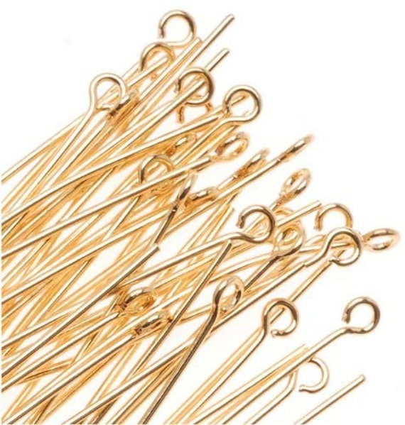 Gold Plated Eye Pin, Eye Pins, 50mm Size Eye Pins, Jewelry Beading