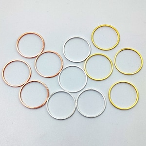 10 peças ouro, prata, conector de anel banhado a ouro rosa, anéis de cobre, círculos redondos, círculo, círculo simples, círculo sólido, anéis fechados
