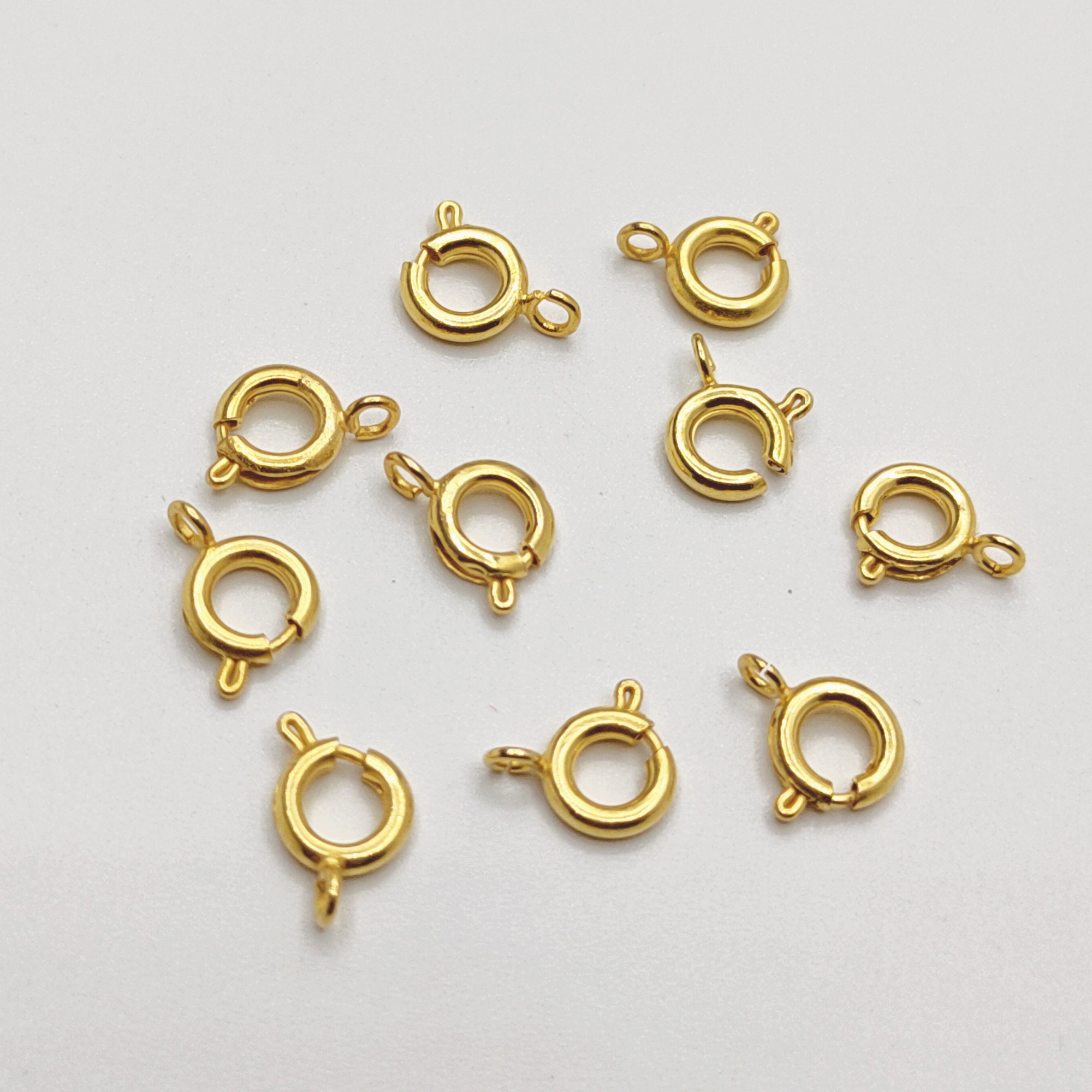 10 Pc Pack of 5mm Spring Ring Clasp, Bolt Ring Clasp, Brass Round
