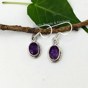 Purple Amethyst Earring, 925 Silver Amethyst Earring, Amethyst Dangle Earring, Natural Crystal Earring, Handmade Earrings