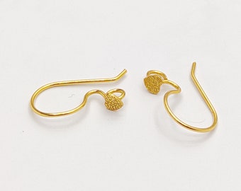 30 pc Copper Ear Hooks, Gold Plated Ear Hooks, Heart Shaped Ear Wire, Jewelry Making Accessories, Earring Findings, Designer Ear Wire
