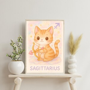 Póster de Gato Sagitario –Arte de Astrología –Regalo Único para Amantes de los Gatos –Descarga Instantánea –Decoración de Signo Sagitario