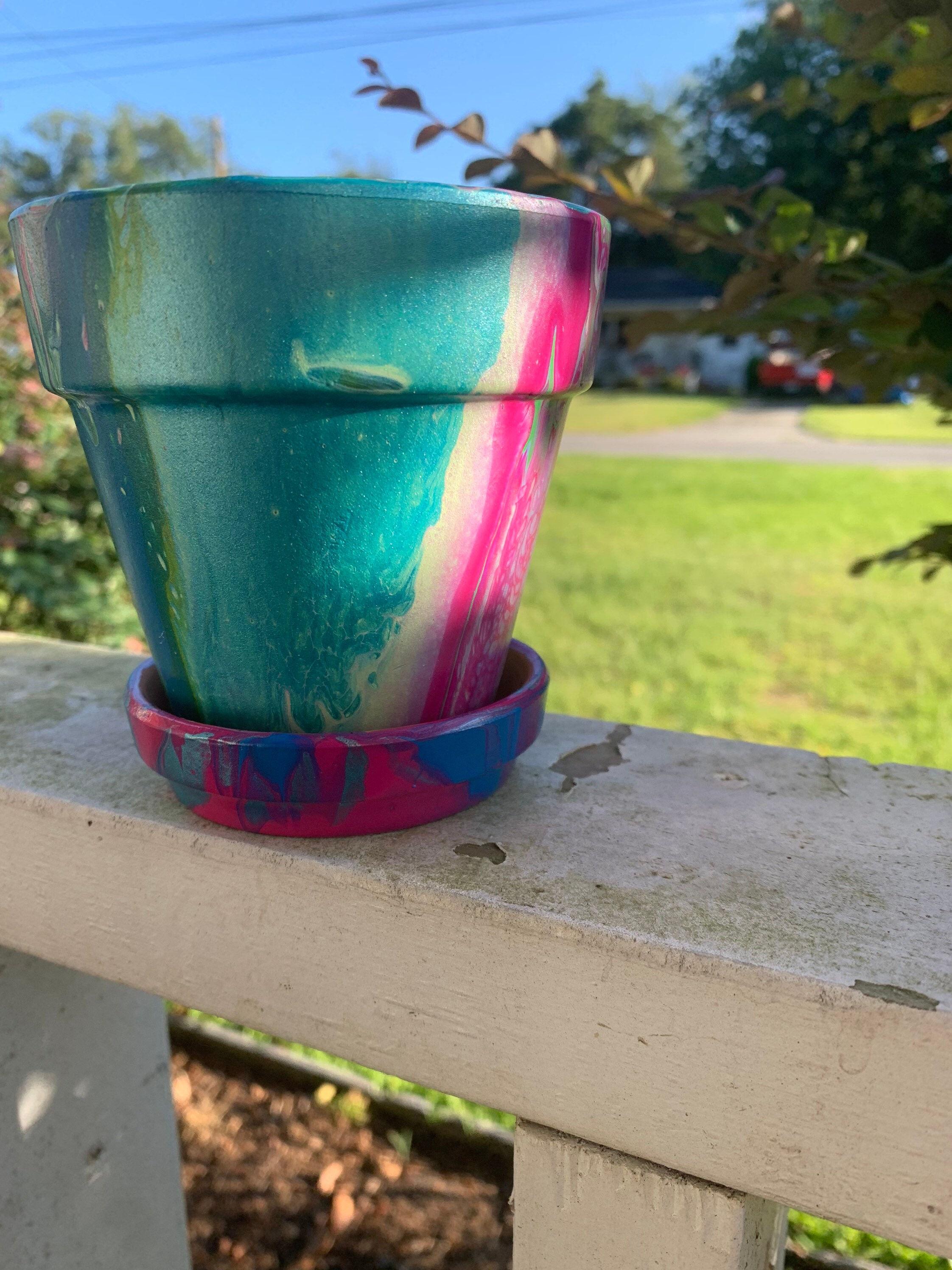 Pot de jardin en terre cuite peinte avec des peintures | Etsy