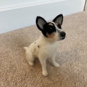 Custom Needle Felted Jack Russell Terrier Dog Sculpture - Pet Memorial Gift - Handmade Dog Miniature - Personalised Pet Portrait