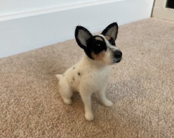 Personalised Jack Russell Sculpture - Custom Needle Felted Pet / Dog Sculpture