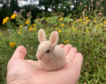 Miniature Felt Bunny – Handmade Needle Felted Bunny Rabbit, Wool Art Sculpture
