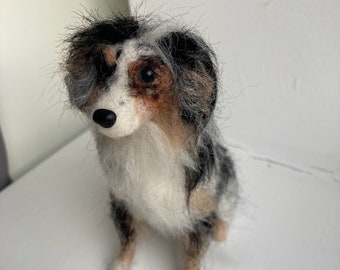 Australian Shepherd - Custom Needle Felted Pet / Dog Sculpture