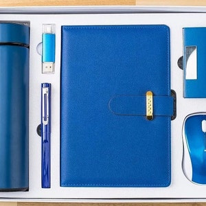 Papelería Regalo Set Botella de vacío, Pluma, Unidad Flash USB, A5 Notebook, Titular de la Tarjeta de Nombre y Ratón