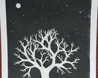 A6 white tree postcard