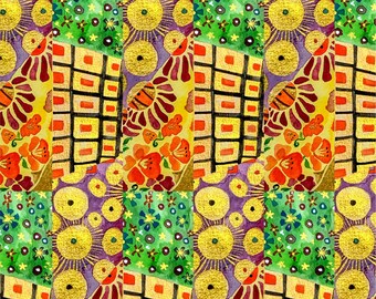 IMPRESIÓN GRANDE 18 x 24 / Patrón metálico floral art nouveau / Ilustración botánica abstracta