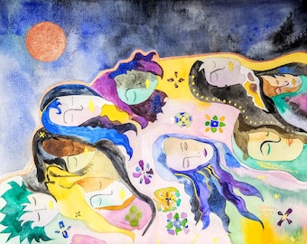 Tierra de sueños / Impresión 8 x 10 / Ilustración etérea / Ilustración soñadora / Obra de arte curativa / Decoración de pared mágica