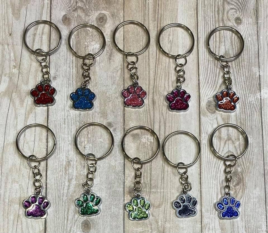 Paw Print Keychains Colorful Gifts Paws Cat Dog Paw Etsy