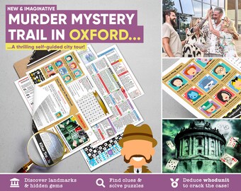 Ruta del misterio del asesinato en el centro de Oxford y el castillo / Emocionante búsqueda del tesoro llena de acertijos de Killer Trails