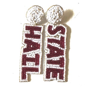 Beaded HAIL STATE earrings/Gameday Earrings/Jewelry/Gameday Accessories/Mississippi State Earrings/Graduation Gifts/Gifts for Her