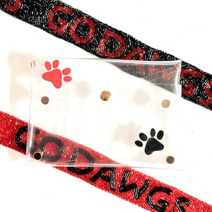 go dawgs or your school hand painted gameday crossbody clear bag/stadium bag/gameday bag/crossbody/hand painted bag/go dawgs beaded strap