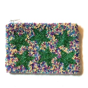 in stock starry beaded pouch/ beaded star/beaded gift card holder/gifts for her/beaded pouch/beaded coin purse