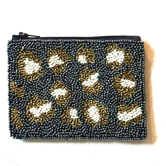 In Stock Beaded Leopard Pouch/ Beaded Bolts/beaded Gift Card