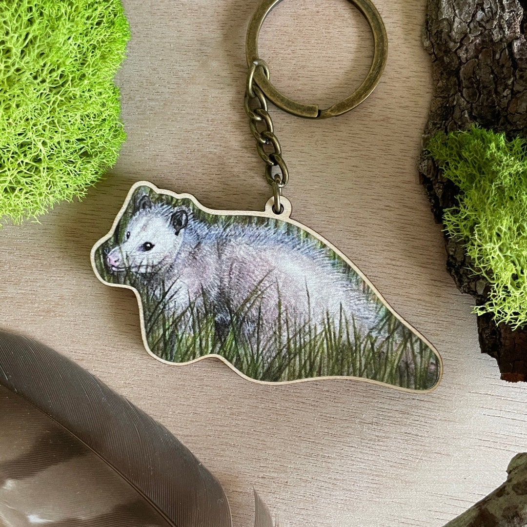 Opossum Keychain Opossum Art Opossum Watercolor Wildlife Gifts Opossum ...
