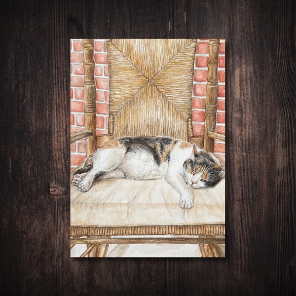 Calico Cat Greeting Card - Watercolor Card | Calico Gifts | Calico Cat Card | Calico Cat | Cat Lovers | Calico Cat Birthday Card