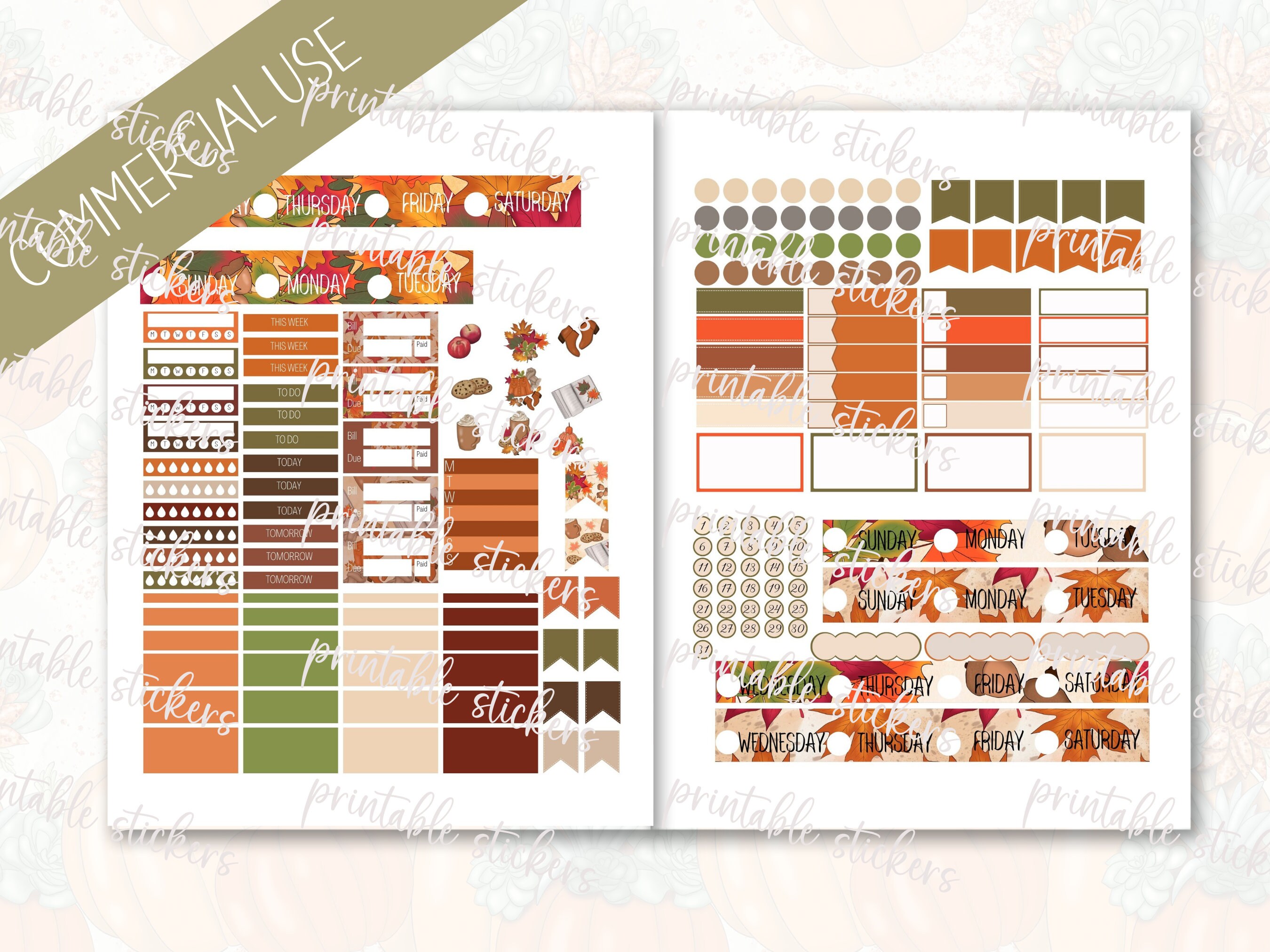 FALL Printable Planner Stickers 2 | Weekly Planner Sticker Kit ...