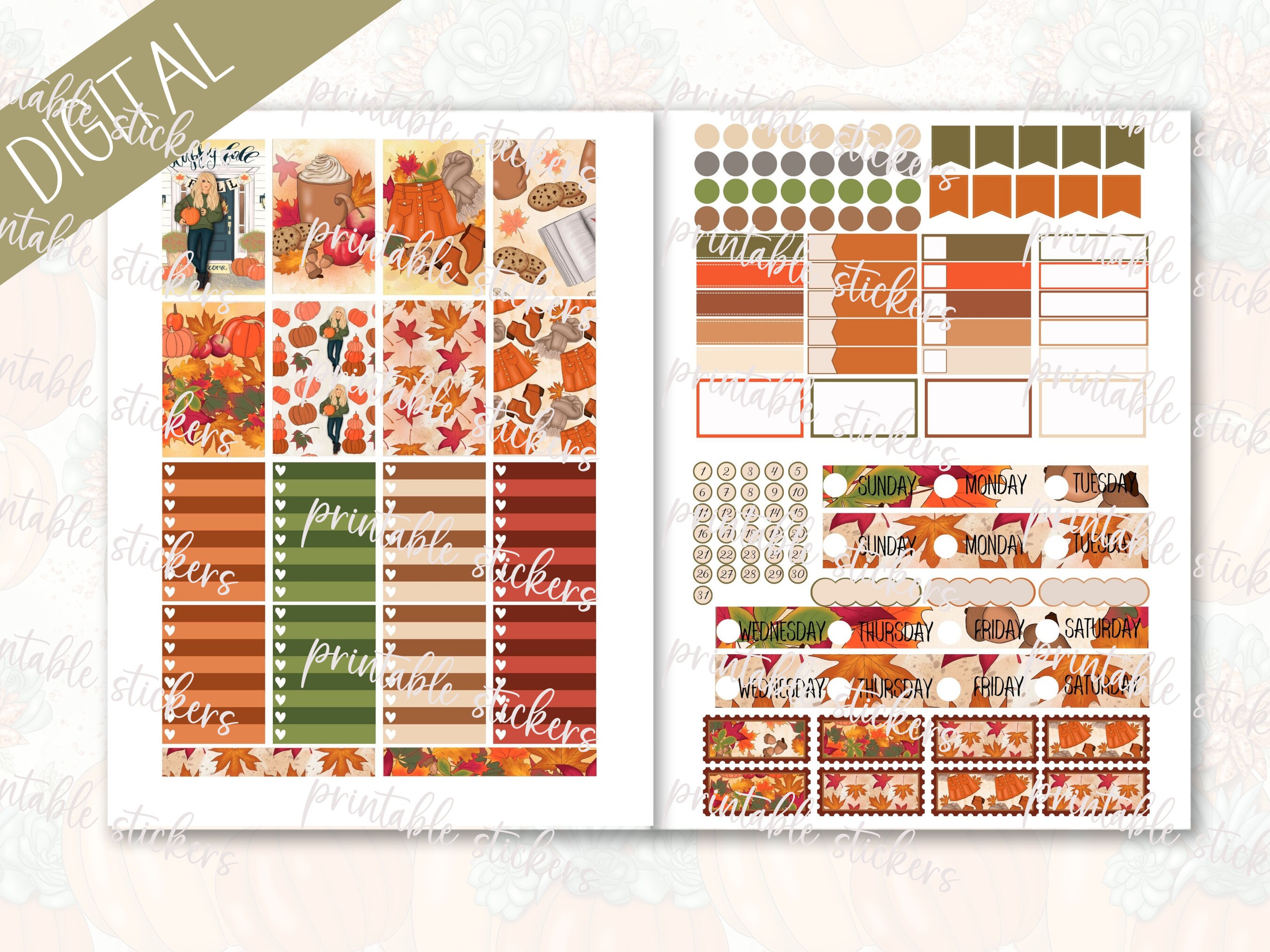 FALL Printable Planner Stickers 2 | Weekly Planner Sticker Kit ...
