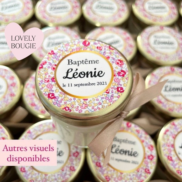 Mini bougie Liberty cadeaux invités baptême-anniversaire-babyshower fille 40ml