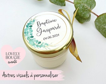 Mini bougie personnalisée cadeaux invités baptême-anniversaire-babyshower garçon 40ml