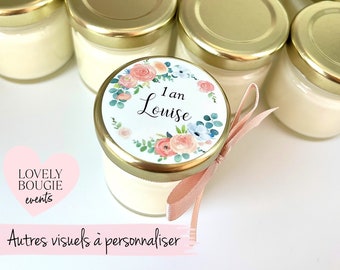 Mini bougie personnalisée cadeaux invités baptême-anniversaire-babyshower fille 40ml