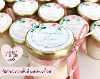 Mini bougie personnalisée cadeaux invités mariage-baptême 40ml