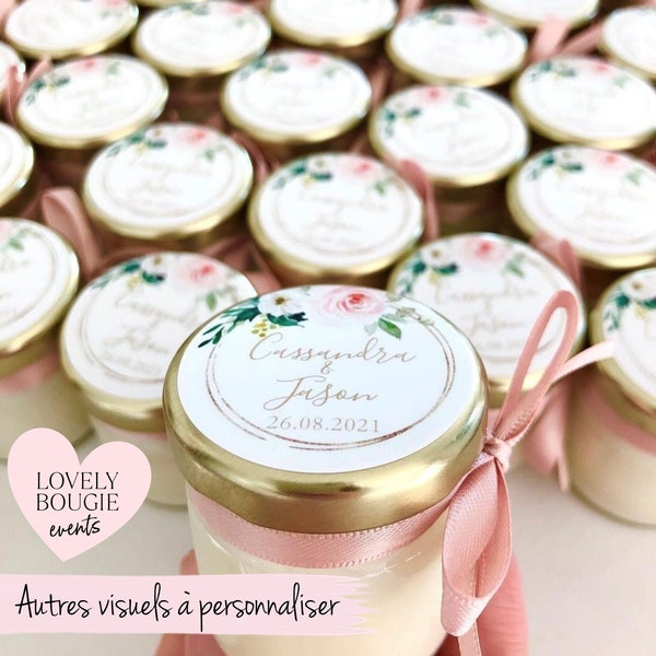 Mini bougie personnalisée cadeaux invités mariage-baptême 40ml