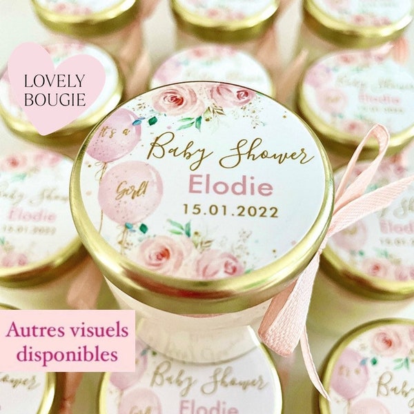 Mini bougie personnalisée cadeaux invités baby shower-baptême-anniversaire 40ml