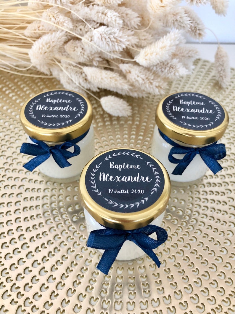 Mini bougie personnalisée baptême garçon Cadeau invités | Etsy