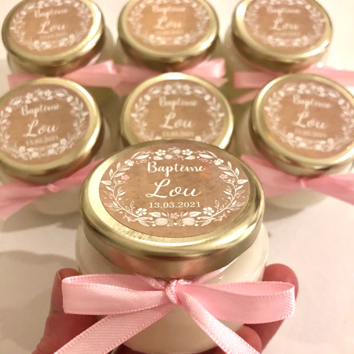 Petite bougie personnalisée baptême fille Cadeau invités | Etsy