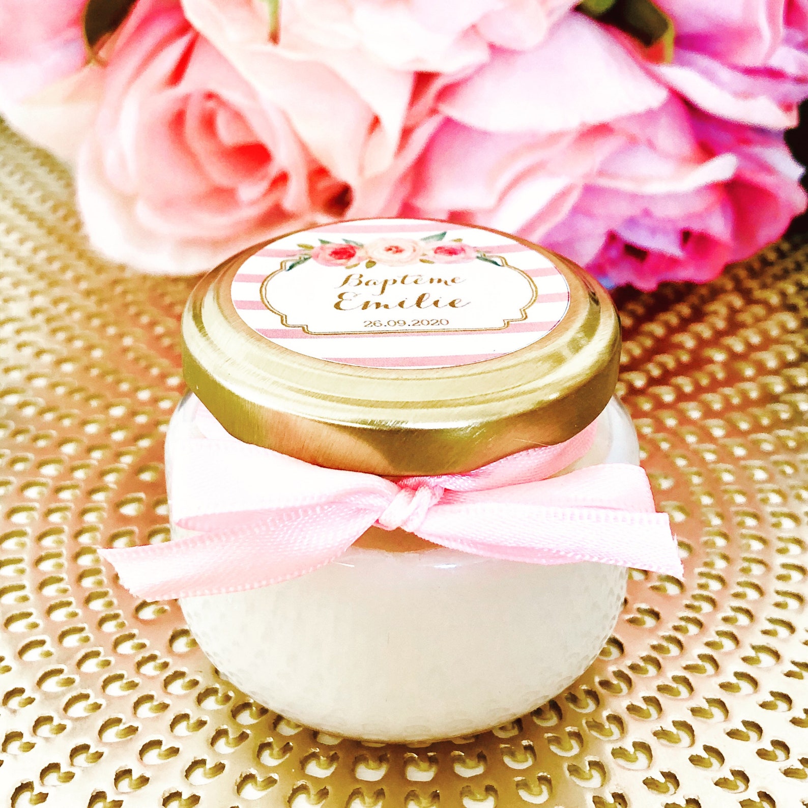 Petite bougie personnalisée baptême fille Cadeau invités Etsy