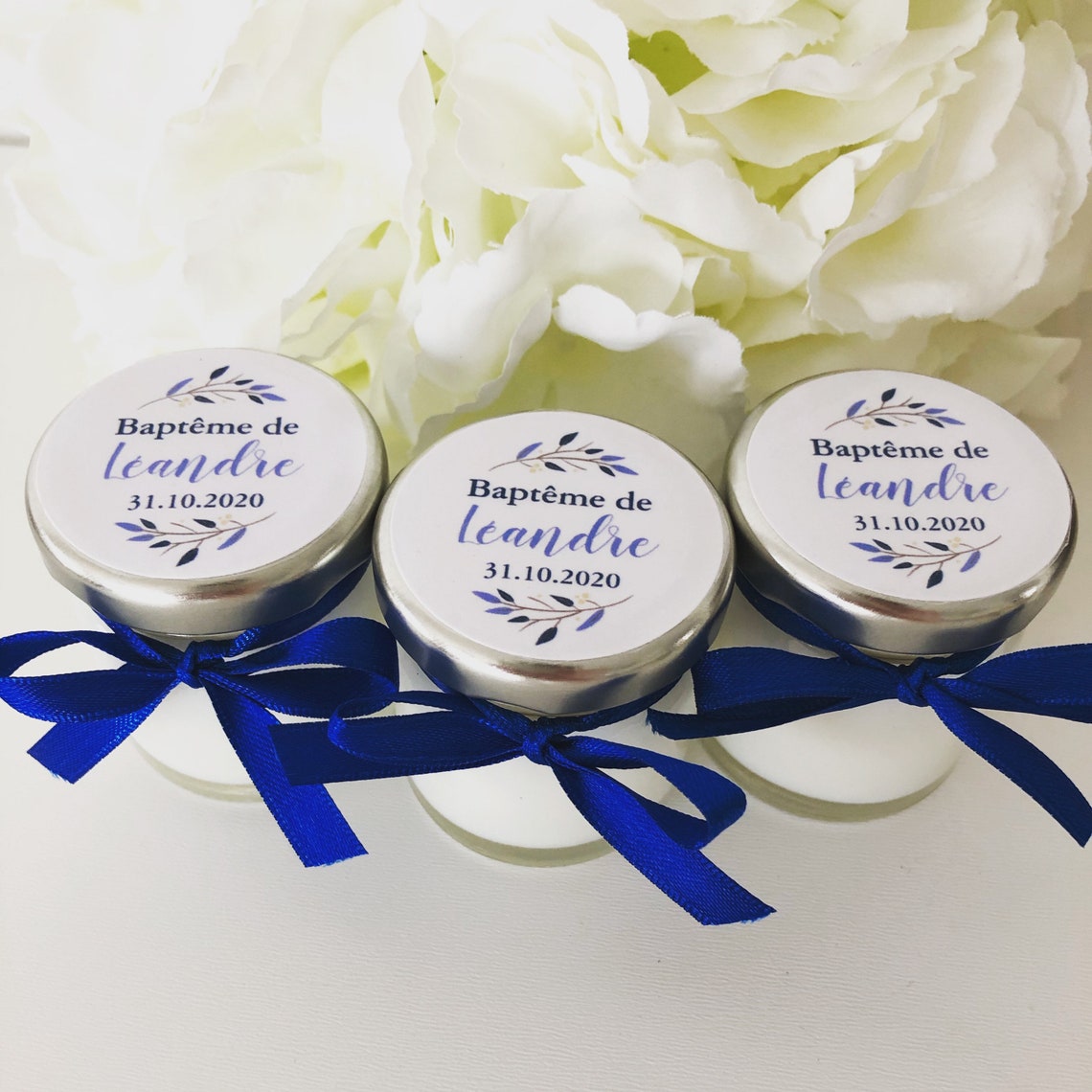 Mini bougie personnalisée baptême garçon Cadeau invités Etsy