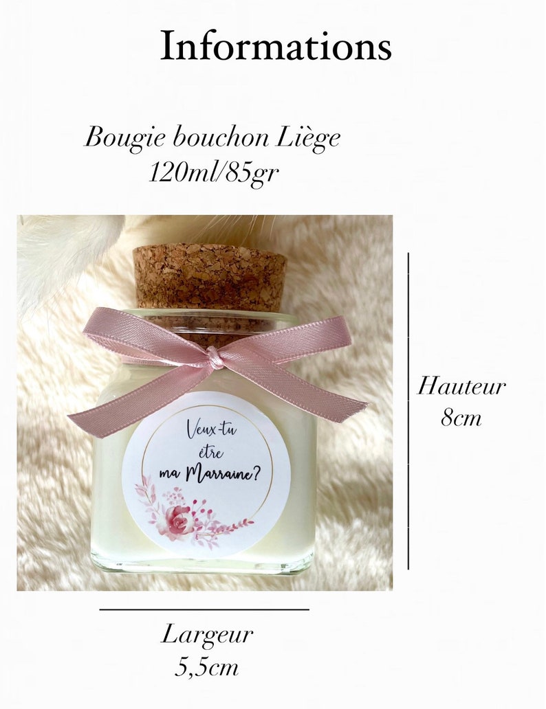 Bougie personnalisée demande marraine témoin pochon cadeau surprise 120ml image 6