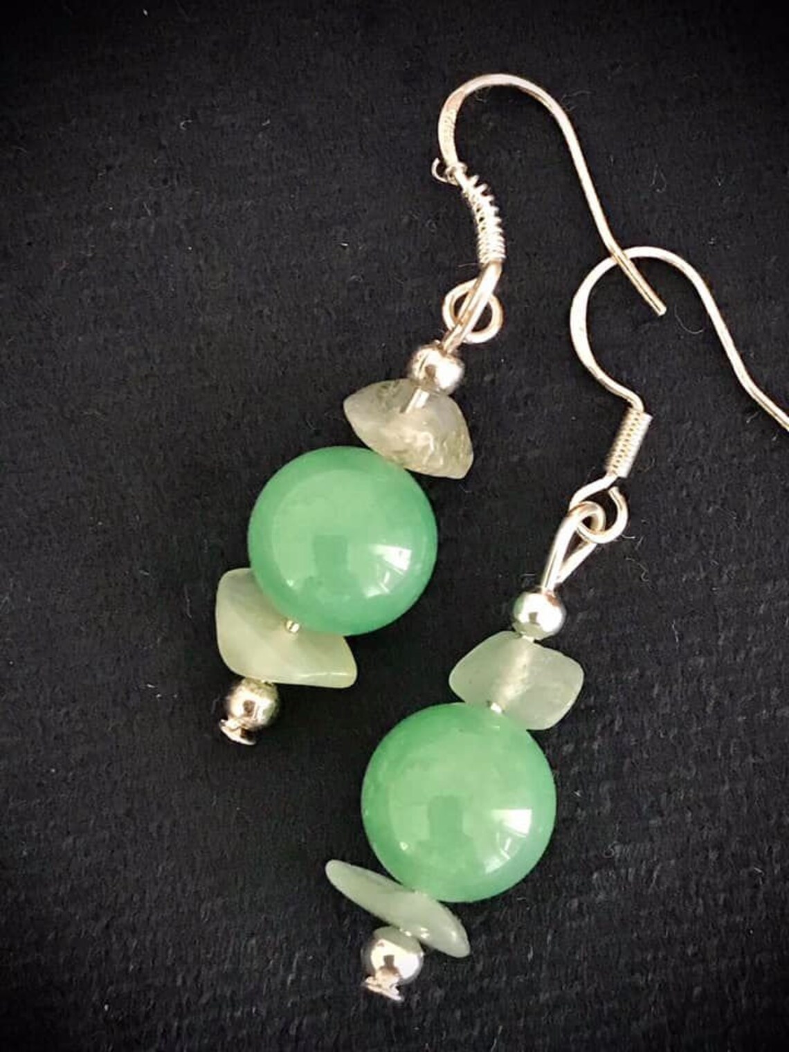 Handmade Natural Jade Dangling Earrings in 925 Sterling Silver Etsy