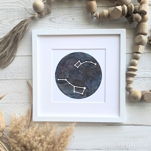 Big Dipper Little Dipper Ursa Major Ursa Minor Star Constellation Watercolor Astronomy Night Sky Art Instant Download
