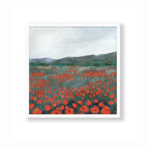 Orange Red California Poppies Landscape Art Print