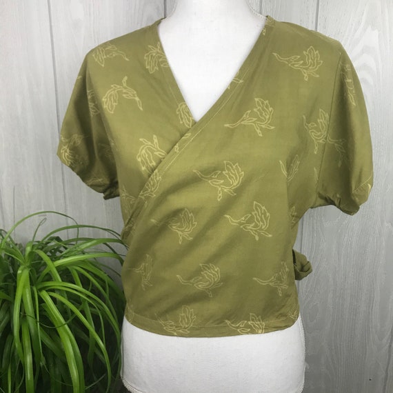 NWOT Vintage Handmade Short Sleeve Tie Wrap Top On