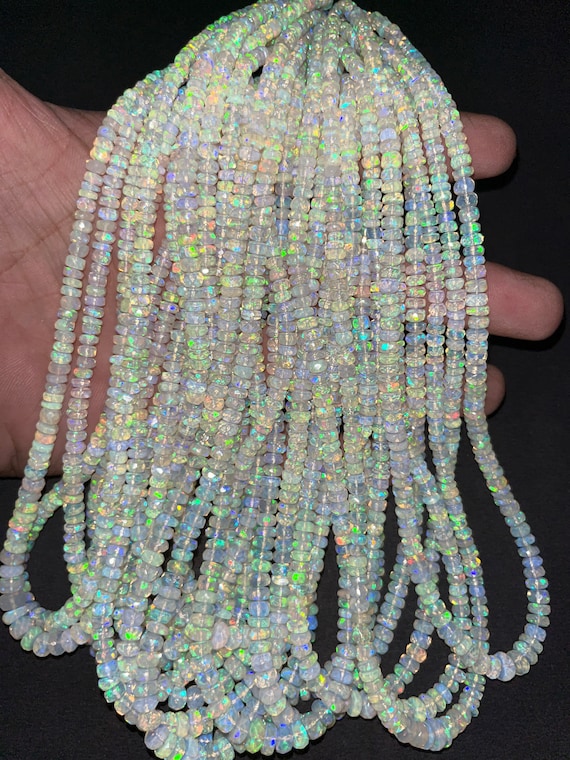 Ethiopian Opal Rondelle Beads  16 Inches Opal Beads   Natural Faceted Opal Beads  4-5MM Faceted Rondelle Opal Beads   AAA+ Welo Opal Bead