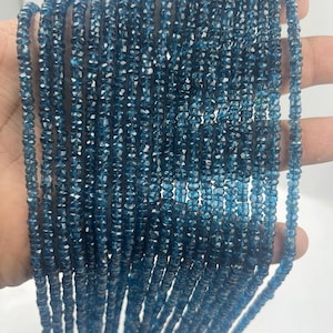 AAA+ London Blue Topaz Faceted Rondelle Beads 4 mm Powlekane London Blue Topaz Beads 13-calowe London BT Beads Rondelle Blue Topaz Beads