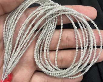 AAAA+ High Quality White Diamond Faceted Rondelle Beads     1.5-2mm White Diamond Beads    Natural White Diamond Strand     Rondelle Diamond